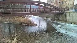 Zusammenfluss von Zwönitz (im Bild links) und Würschnitz zur Chemnitz am 3. März 2018.