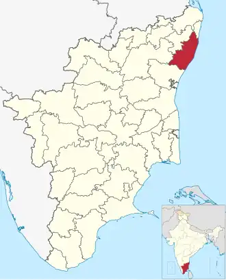 Positionskarte des Distrikts Chengalpattu