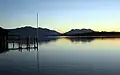 Blick von Urfahrn über den Chiemsee auf Bernau