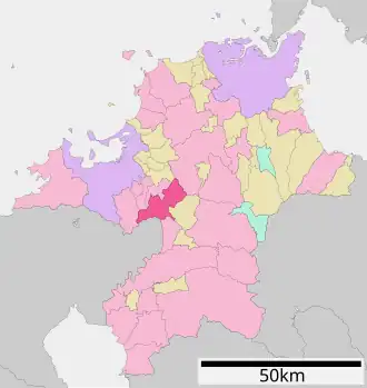 Lage Chikushinos in der Präfektur