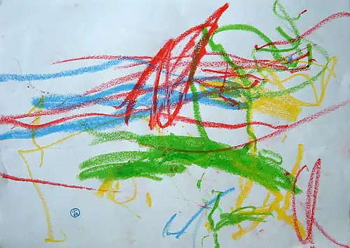 Unikat: Kritzelzeichnung eines 2-jährigen Kindes