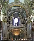 Fresko der hl. Cäcilie oberhalb der Chorempore der Niklaskirche auf der Prager Kleinseite