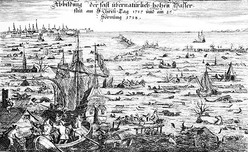 Darstellung der Weihnachtsflut von 1717