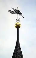 Wetterfahne von Christoph Weihe auf der Kirche in Nietleben 1999
