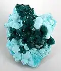Chrysokoll (blau) mit Dioptas aus Otjikotu, Kaokoveld, Kunene, Namibia