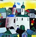 Oil on Canvas 70 cm × 80 cm Church in a small Russian town