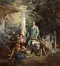 Circe und die Sirenen, Porträt der Marchioness of Londonderry und ihrer drei jüngeren Töchter, Öl auf Leinwand, Charles Edmund Brock, ca. 1920