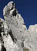 Ein Kletterer in der Südostwand.