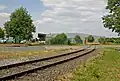 Nebenanschluss Hafenbahn Emmelsum mit den Zufahrten zu den Terminals Ostkai (li.) und Nordkai (re.), 2018