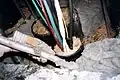 Brandschutzmörtel wird in die Öffnung gepumpt.