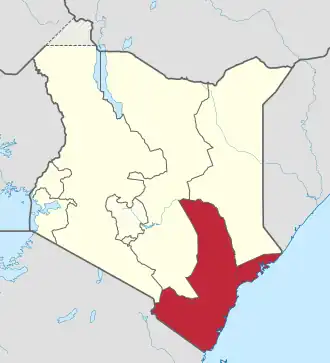 Anklickbare Karte mit Hervorhebung der Provinz Coast in Kenia