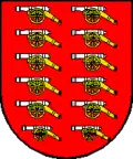 Cizúrquil, Provinz Gipuzkoa, Spanien: In Rot zwölf Kanonen