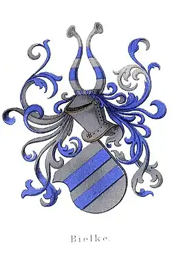 Wappen der dänischen Bielke in Danmarks Adels Aarbog 1886