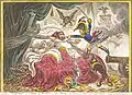 Politischer Albtraum, das Bett in der Karikatur, James Gillrays Comfort’s of a Bed of Roses, 21. April 1806