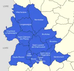 Lage der CC Chamousset en Lyonnais im Département Rhône