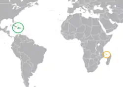 Lage von Haiti und Komoren