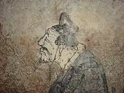 Fresko aus einem Grab der Westlichen Han-Dynastie, das den Philosophen Konfuzius darstellt; ca. 1. Jahrhundert v. Chr.; aus dem Landkreis Dongping, Shandong