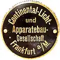 Plakette am Handrad – Version: Frankfurt