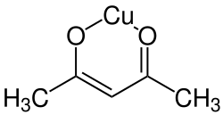 Strukturformel von Kupfer(I)-acetylacetonat