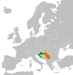 Lage von Kroatien und Serbien