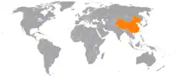 Lage von China und Kuba