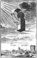 Kupferstich (1662) zu L’histoire comique contenant les états et empires du soleil