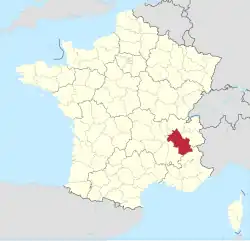 Lage des Departements Isère in Frankreich