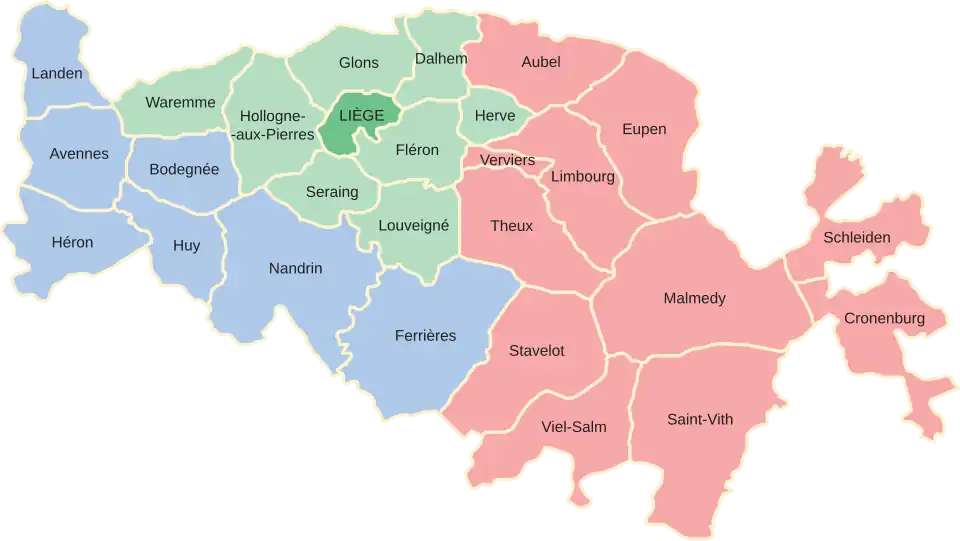 Karte der Gliederung des Departements in Cantons