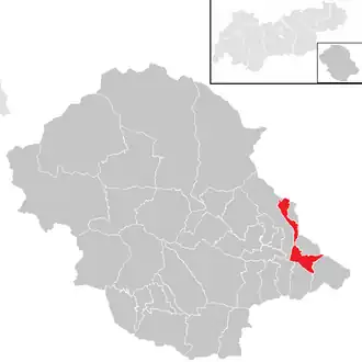 Lage der Gemeinde Dölsach im Bezirk Lienz (anklickbare Karte)