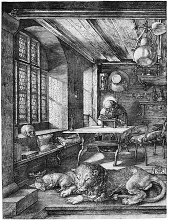 Der heilige Hieronymus im Gehäus, Kupferstich, Albrecht Dürer (1514)