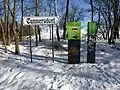 Ehemaliger Haltepunkt Cunnersdorf mit Informationstafeln zur Bahngeschichte