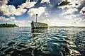 Wrack des Betonschiffs Ulrich Finsterwalder im Dammschen See