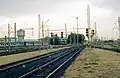 Bahnhof Cag­lia­ri mit un­ge­nutz­ten Fahr­lei­tungs­mas­ten 2007