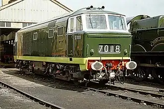 Museumslok D7018 nahezu im Originalzustand ohne gelbe Warnflächen (Mai 1989)
