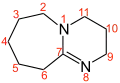 1,8-Diazabicyclo[5.4.0]- undec-7-en Nummerierung der Atome bzw. Position der Doppelbindung