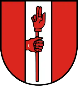 Wappen von Gosheim (Hand hält Schwurstab)