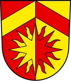 Sonne unter einem Dach: Redendes Wappen von Häuslingen in Verwechselten Farben
