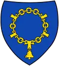 Hau In Blau eine goldene Kette mit sieben Gliedern und fünf Antoniuskreuzen. Im Schildhaupt drei Glieder zu den Seiten jeweils wechselnd ein Antoniuskreuz und ein Kettenglied. Im Schildfuß eine goldene Glocke mit Klöppel aufgehängt an einem Antoniuskreuz.