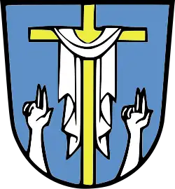 Oberammergau (Passionskreuz und zwei Schwurhände)