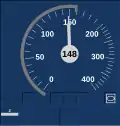 Tacho bei Fahrt auf/unterhalb der Sollgeschwindigkeit, ohne aktive Bremskurve