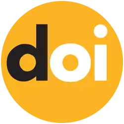 Der Schriftzug „doi“ in Kleinbuchstaben vor einem tiefgelben Kreis. Das „d“ ist schwarz gefärbt, das „o“ und „i“ jeweils weiß.