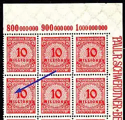 1923 'Korbdeckel' mit Plattenfehler „HT“