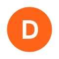 Rundes Liniensymbol mit dem weißen Großbuchstaben D in orange gefülltem Kreis vor neutralem Hintergrund