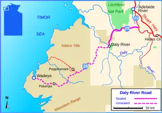 Übersichtskarte Daly River Road