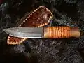 Damastmesser mit Birkenrindengriff