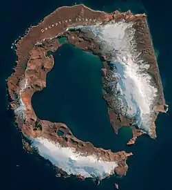 Satellitenaufnahme von Deception Island,