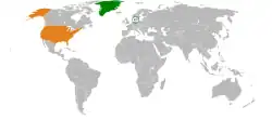 Lage von Dänemark und Vereinigte Staaten