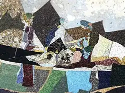 Detail 2, Wand Mosaik, Kennen und Erkennen, 1955–1960, Universität Basel, Schweiz. Von Coghuf, Ernst Stocker (1905–1976) Künstler