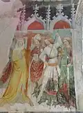 Untere Teilansicht des Freskos an der nördlichen Triumphbogenwand