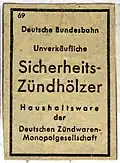 Unverkäufliche Zündholzschachtel Deutschen Bundesbahn